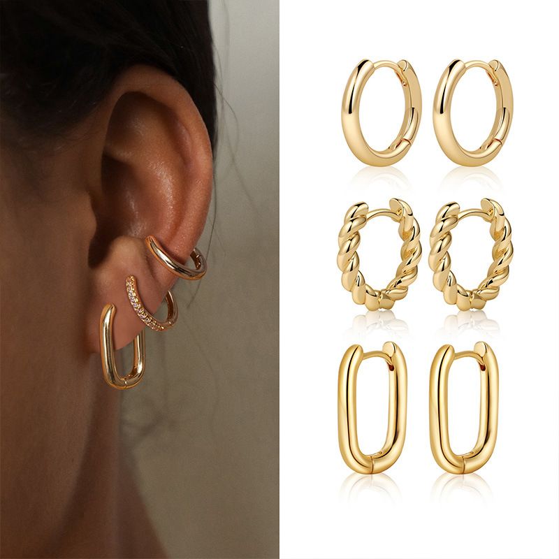 Women's Jewelry Simple Earrings Niche High End Fashion Light Luxury Gold Pigment Hoop Earrings Jewelry Set_voghion.com