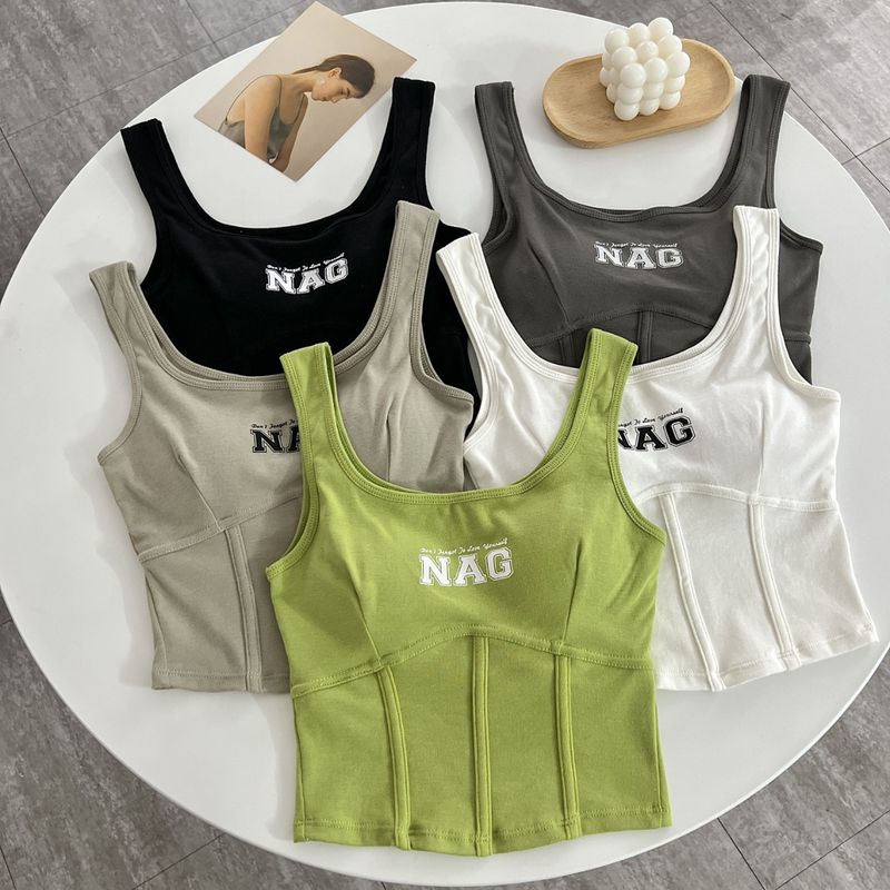 Nuova biancheria intima estiva da donna per ragazza calda in puro cotone con gilet a canotta integrato con imbottitura sul petto da indossare per le donne _voghion.com