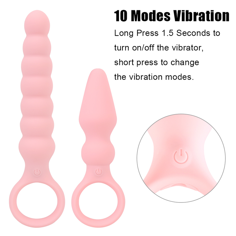 Stimolatore della prostata a 10 frequenze, plug anale per uomo, massaggiatore anale, anello di trazione, perline anali, vibratore impermeabile_voghion.com