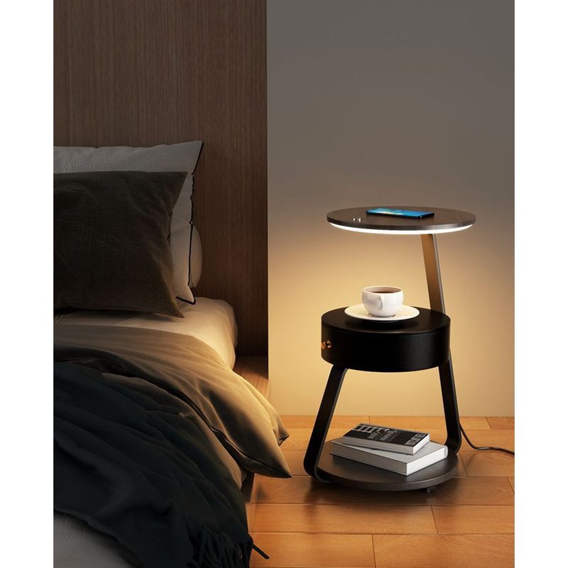 Carregamento sem fio para piso de quarto criativo, prateleira para sala de estar, abajur de café, senso de design_voghion.com