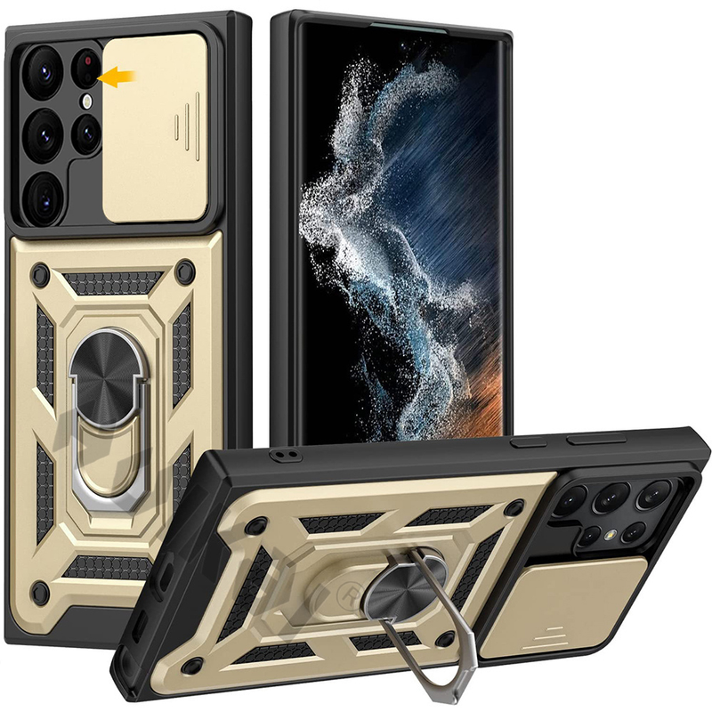 Voor Galaxy S22 Ultra 5G hoesje Samsung S22 S21 FE Ultra Plus A52 A53 A73 Slide Stand Ring Camera Militaire Klasse Armor Ring_voghion.com