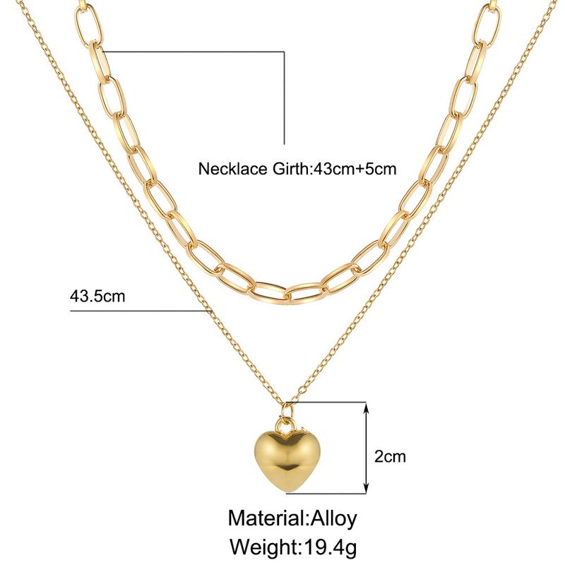 Nuova collana con clavicola a doppio strato e ciondolo a forma di cuore in oro_voghion.com