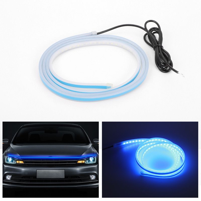 Auto Tagfahrlicht Durchgangstyp Lücke Lichtführungsstreifen Motorhaube Dekorative Mittelnetz LED modifizierte Lichter_voghion.com