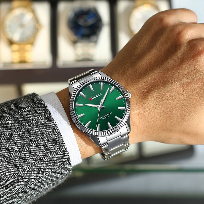 Orologio da uomo classico rotondo in acciaio inossidabile con vetro minerale, movimento al quarzo, resistente all'acqua, orologio da polso casual da lavoro_voghion.com