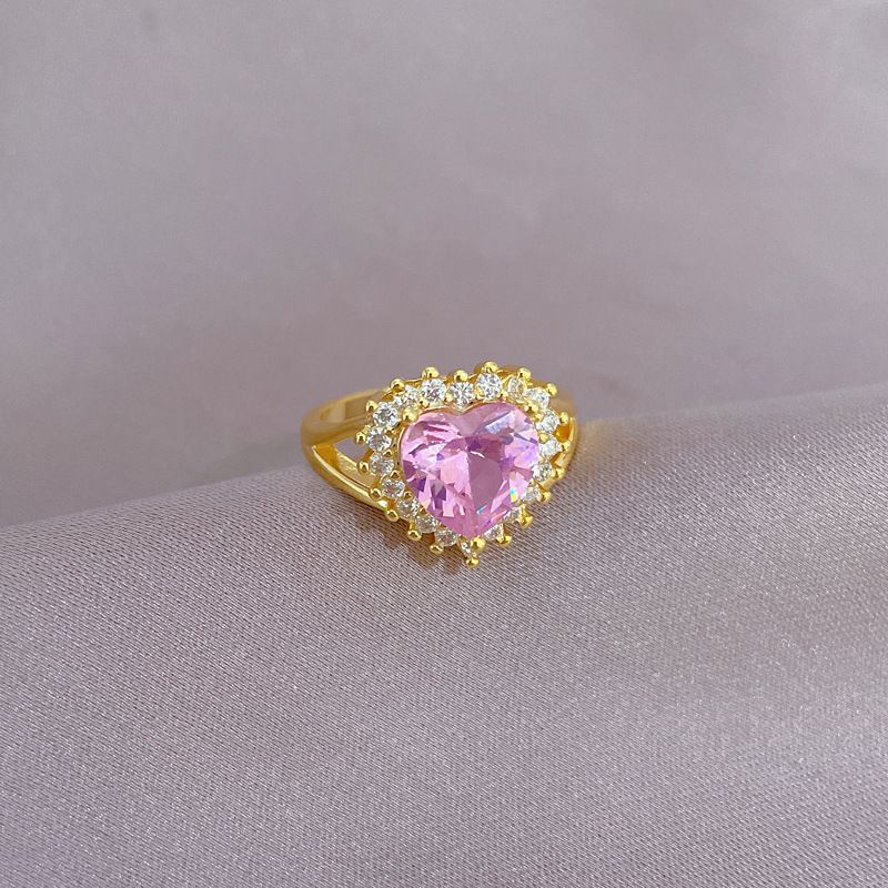 【 Oro vero 】 Anello da sposa rosa con apertura regolabile, semplice anello fatto a mano, anello di coppia_voghion.com