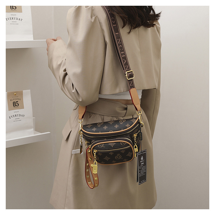 Designer Nisch Retro gedréckte Broschtbeutel fir Dammentasch, Taillebeutel fir Crossbody Fraen Casual Ënneraarmtasch, High-End_voghion.com