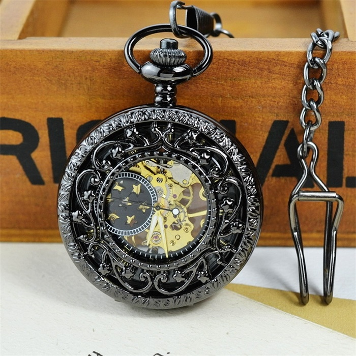 Vintage manual mechanical pocket watch clamshell carved lovers watch men's pocket watch_voghion.com