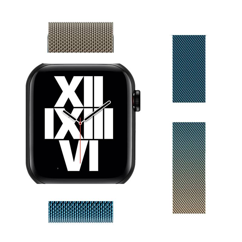 A-apple watchapple watch Milanese iwatch1-9 nesil SE paslanmaz çelik manyetik degrade renkli tokalı kayış için uygundur_voghion.com
