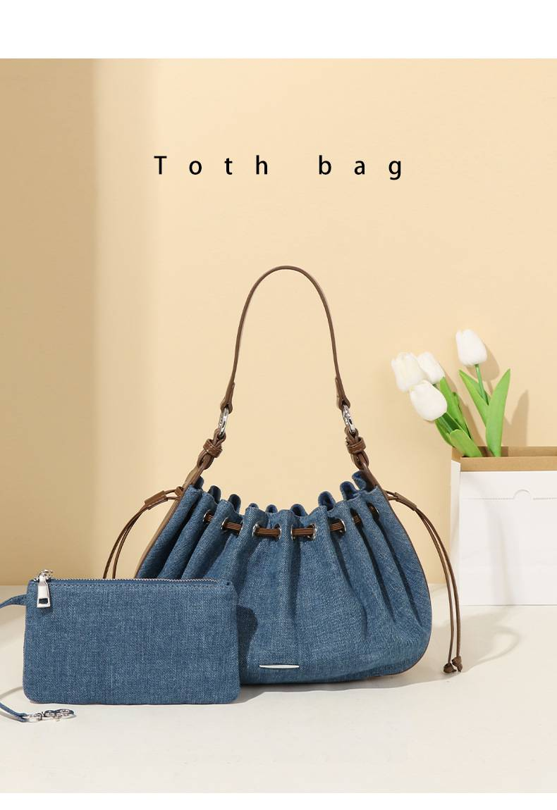 Vintage-Inspired Small Design Drawstring Tote Bag for Women - Crescent Shape Underarm Bag, Versatile Crossbody or Shoulder Backpack_voghion.com