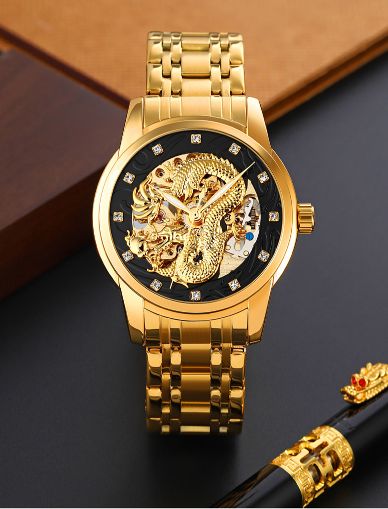 Fashion Hollowed-out Men's Mechanical Watch Automatic Movement Waterproof Steel Belt Business Mechanical Watch Men_voghion.com