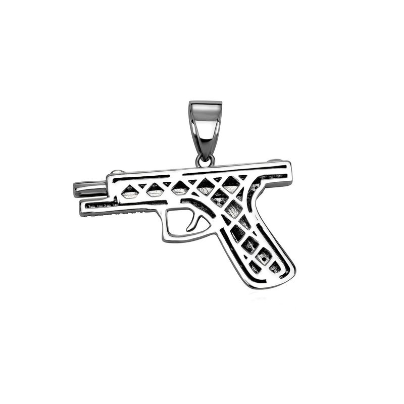 Collana con ciondolo a forma di pistola hip hop da uomo con zirconi cubici, pezzo alla moda per uomo, idea regalo unica, regalo di gioielli alla moda da uomo con mitragliatrice_voghion.com