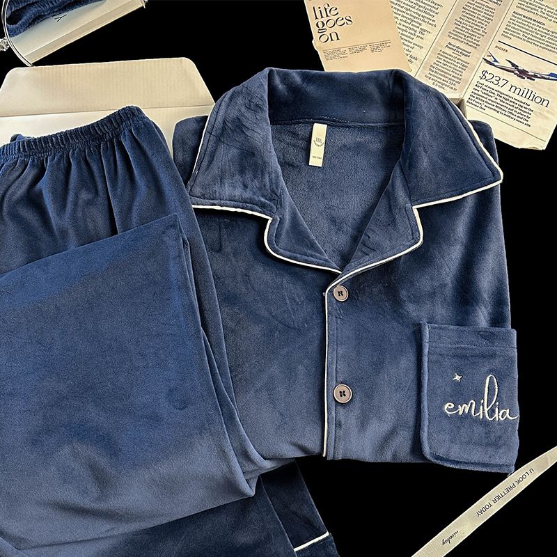 Underwear & Sleepwears Men's Fleece Loungewear Set - Winter Warm Coral Fleece Pajamas With Thick Plush, Comfortable Sleepwear & Home Outfit_voghion.com