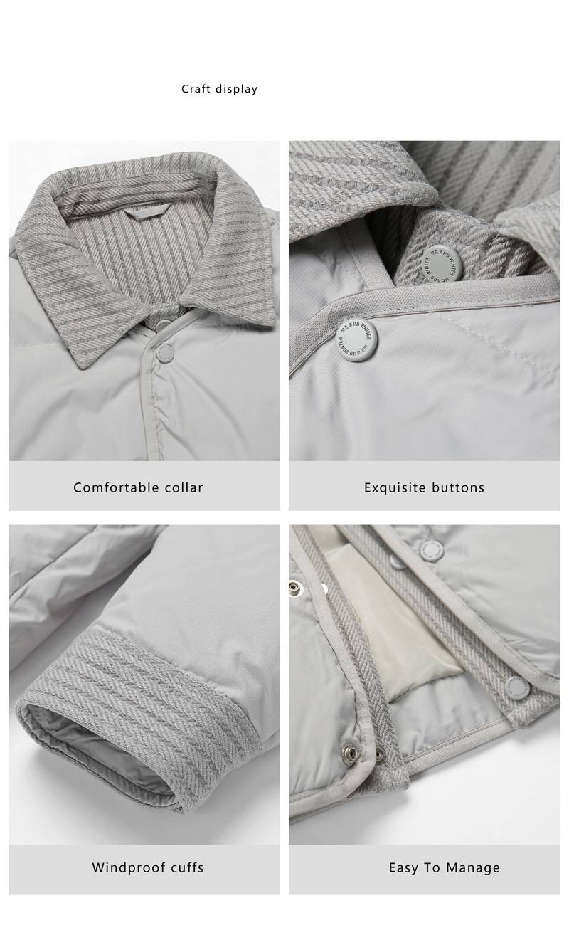 Men's Winter Stand Collar Short Down Jacket With 90% White Duck Down, Fleece Lined, Warm And Stylish Casual Puffer Coat_voghion.com