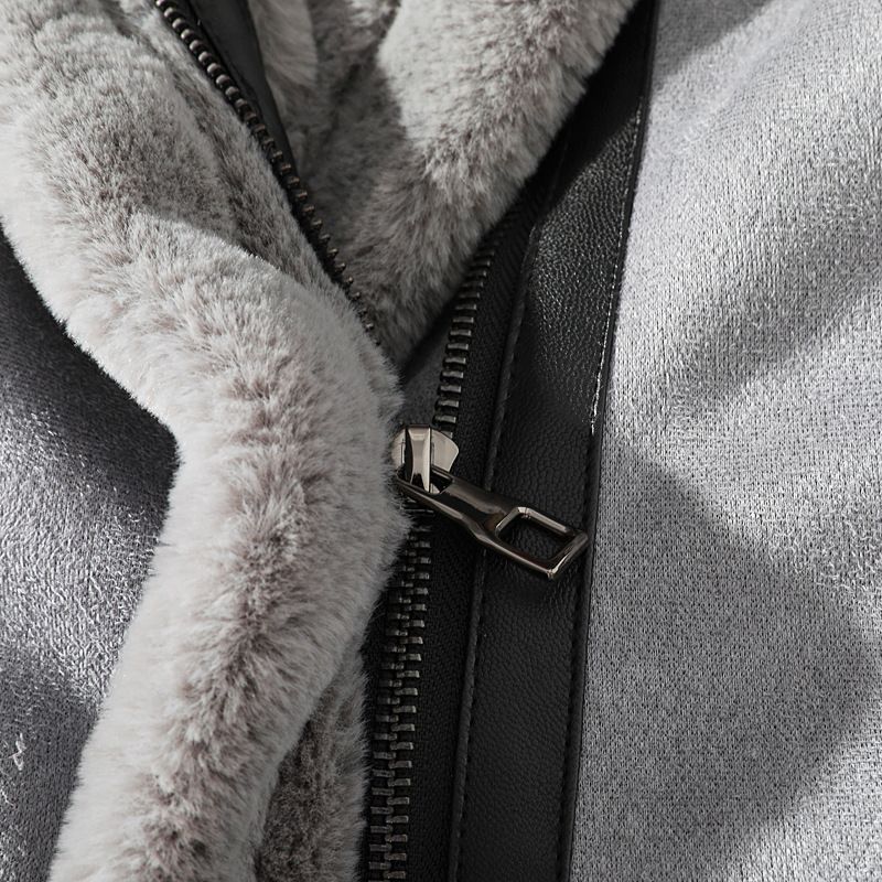 Giacca invernale da uomo foderata in pile – Vestibilità slim, collo in pelliccia sintetica (cachi/grigio, M-5XL)_voghion.com