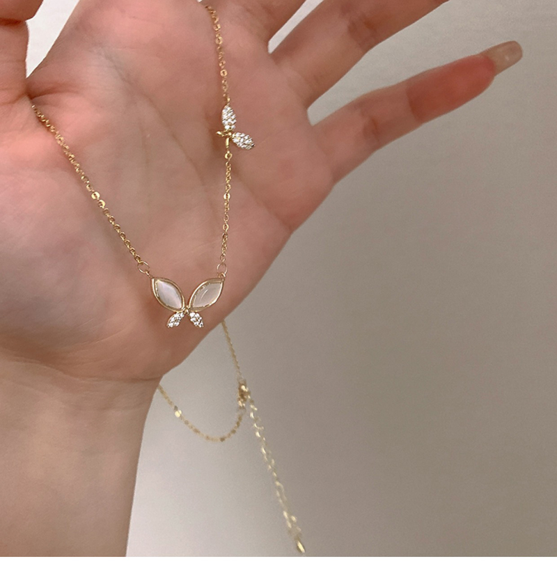 Collana leggera di lusso con farfalla a forma di occhio di gatto, stile estivo da donna, design di alta qualità, accessori decorativi con catena per clavicola, collana_voghion.com