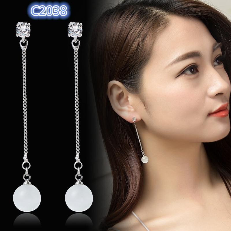 Orecchini in argento S925, orecchini di perle, orecchini di cristallo per ragazze, donne e signore_voghion.com