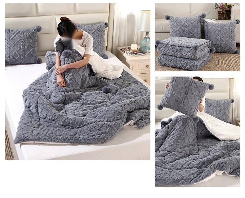 Verdicktes Taft-Fleece-Kissen, doppelt verwendbar, Nickerchen-Autokissen, multifunktional, 2-in-1, Herbst-/Winter-Klimadecke_voghion.com