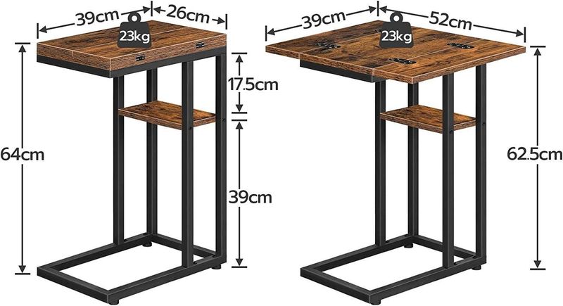 HOOBRO C Shaped Side Table Foldable Coffee Table Bedside Table 39 X 26 X 64 Cm_voghion.com
