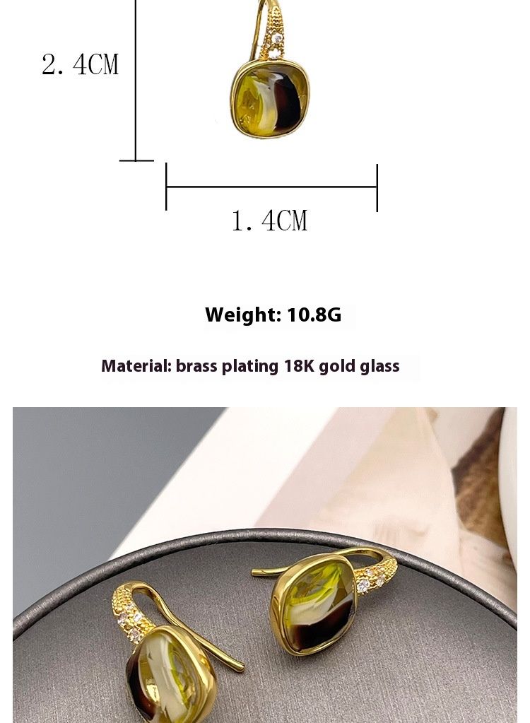 Korean Fashion Commuter Earhook Geometric Inlaid Crystal Glass Personalized Charm with Niche Design Simple Earrings_voghion.com