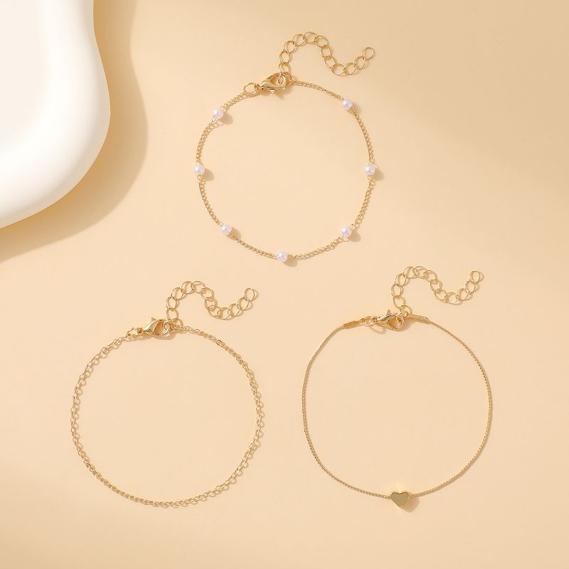 Eenvoudige retro legering schijf hanger ketting dames 3-laags armband sieraden_voghion.com