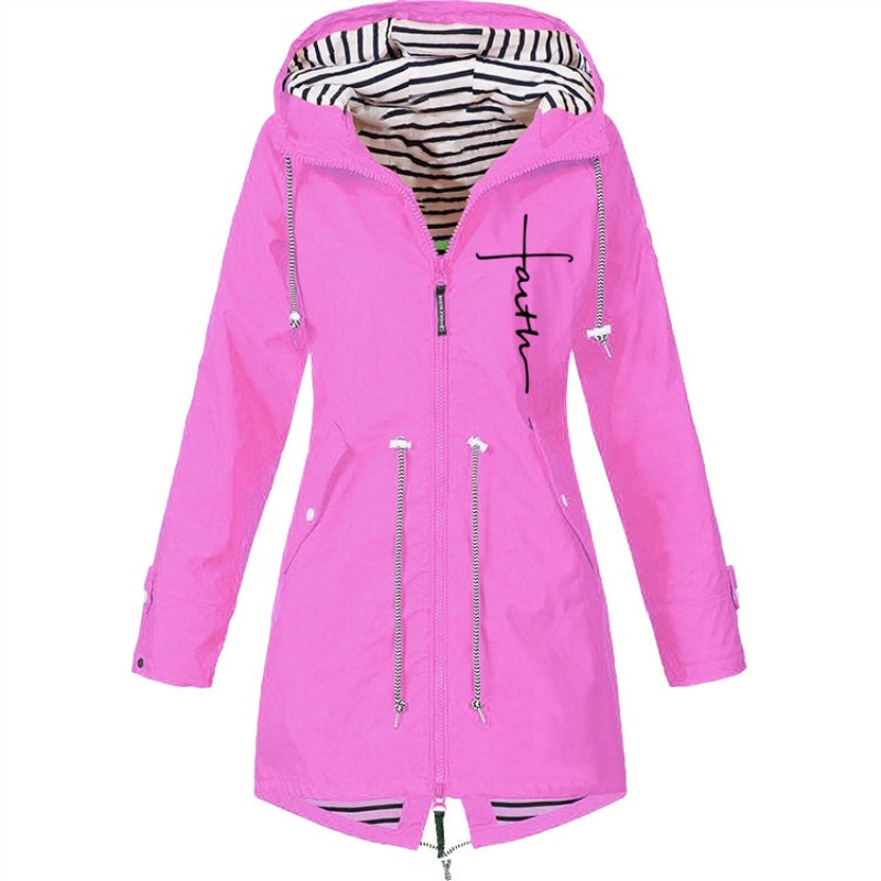 Wasserdichter Regenmantel für Damen, lässig, Basic, Outdoor, Trench, leichte Jacken mit Kordelzug, Wanderkleidung für Damen_voghion.com