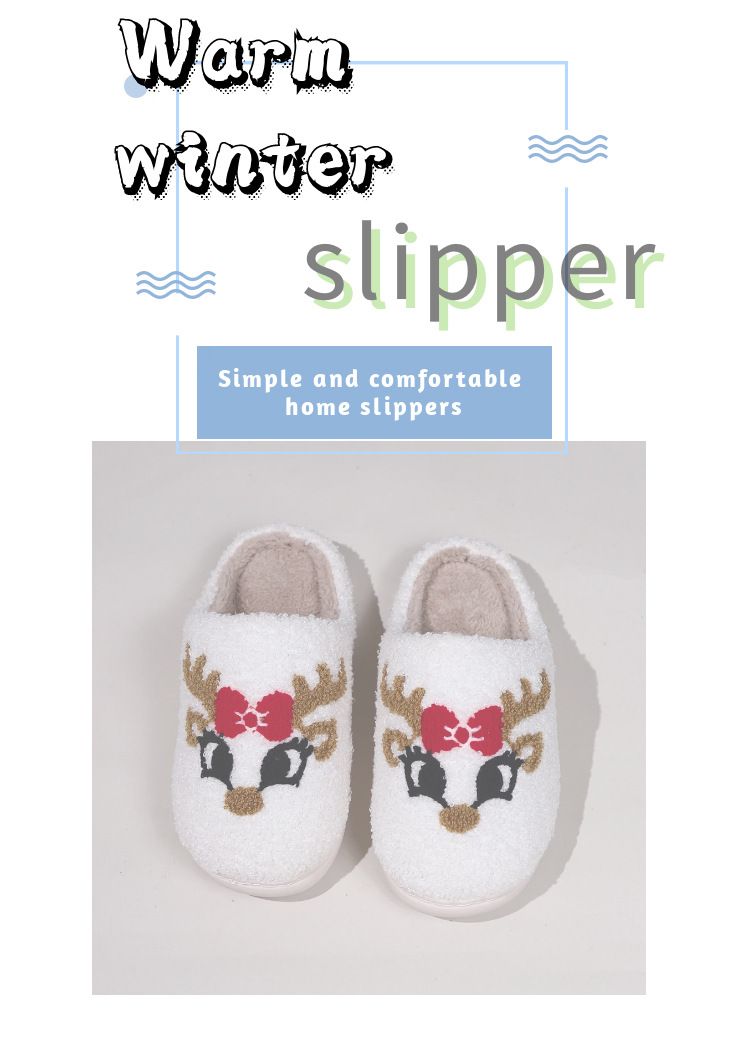 Weihnachten neues Zuhause süße Cartoon Hirsch Baumwollpantoffeln für Männer und Frauen Paare warme Baumwollpantoffeln_voghion.com