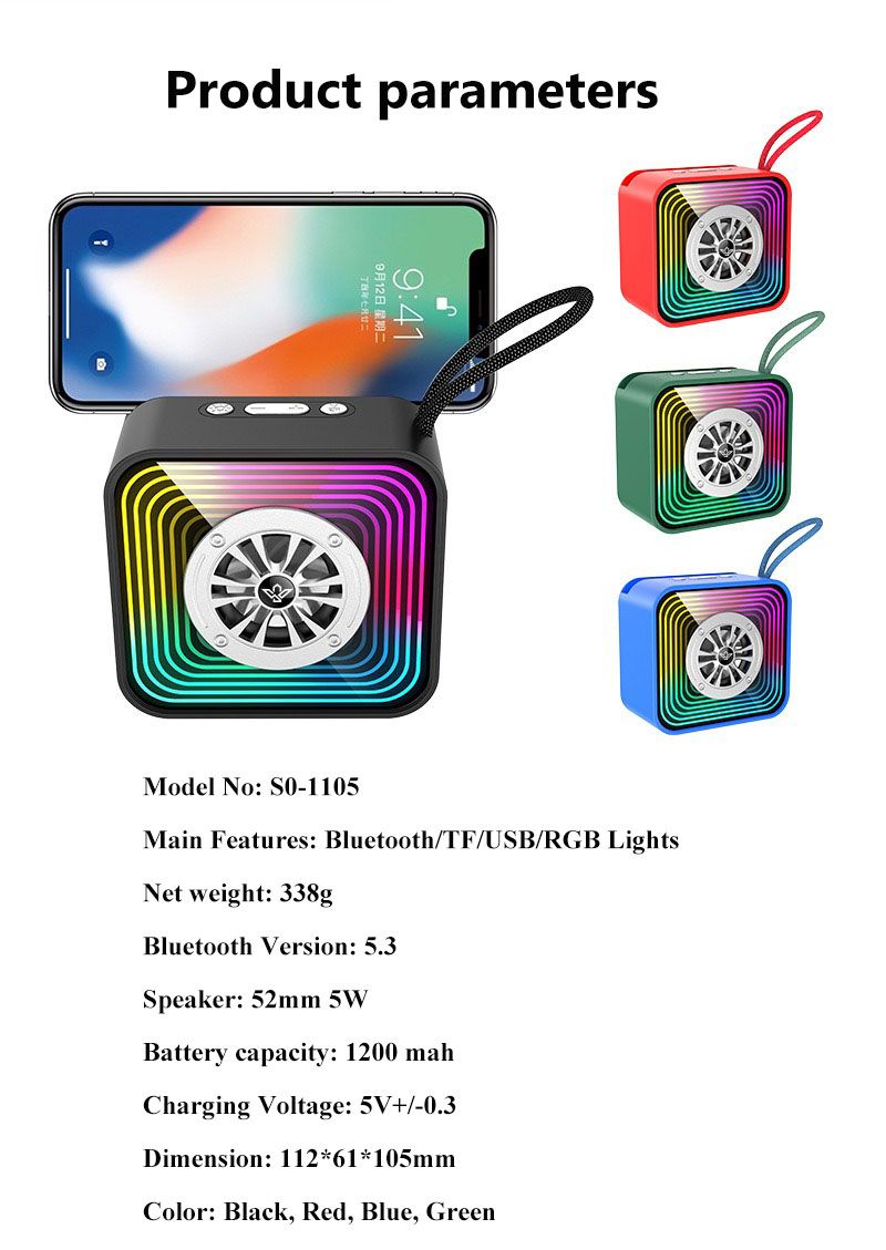 Mini Mirror Bluetooth Speaker Wireless Outdoor Heavy Bass Soundbar RGB Atmosphere Light MP3 Music Player With TF Card USB Slot_voghion.com