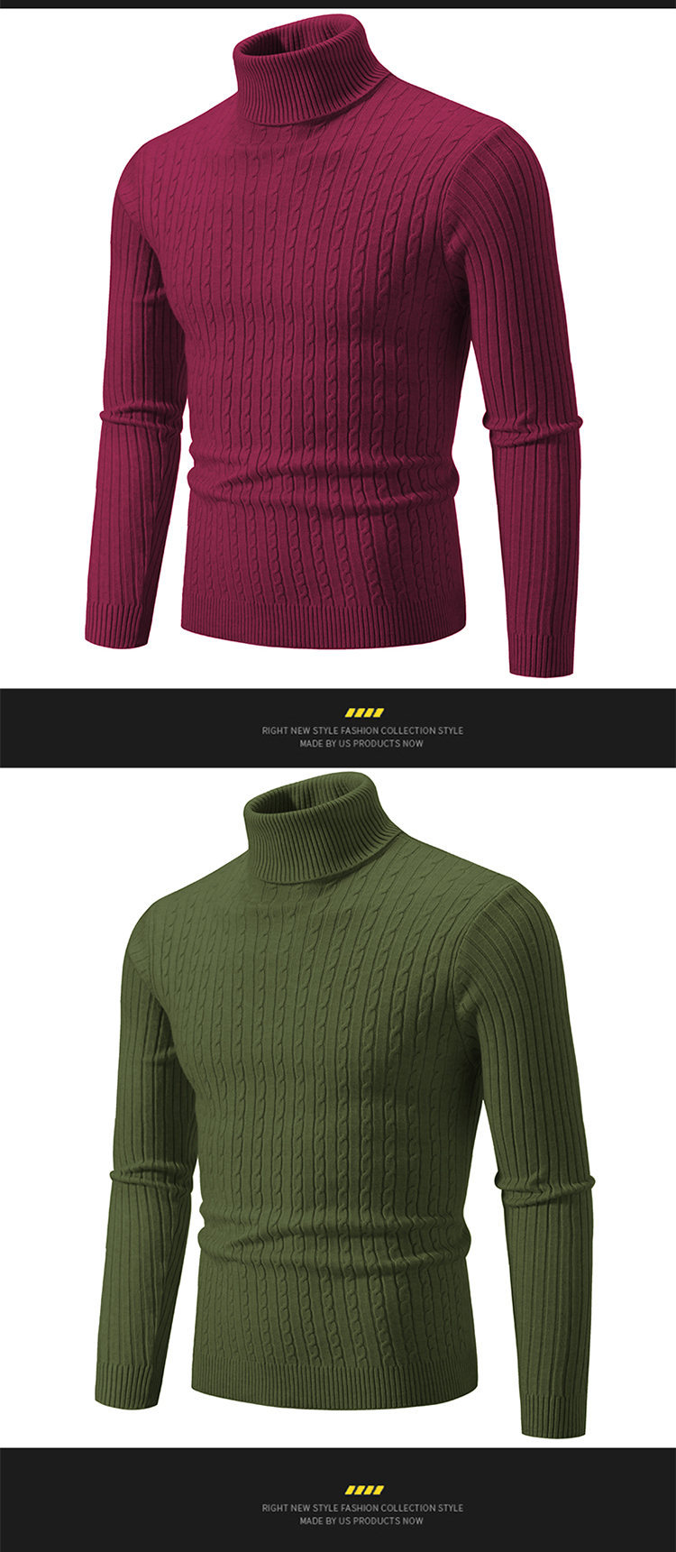 2023 autumn and winter new men's solid color sweaters fashionable long-sleeved turtleneck sweaters couples bottoming shirts_voghion.com