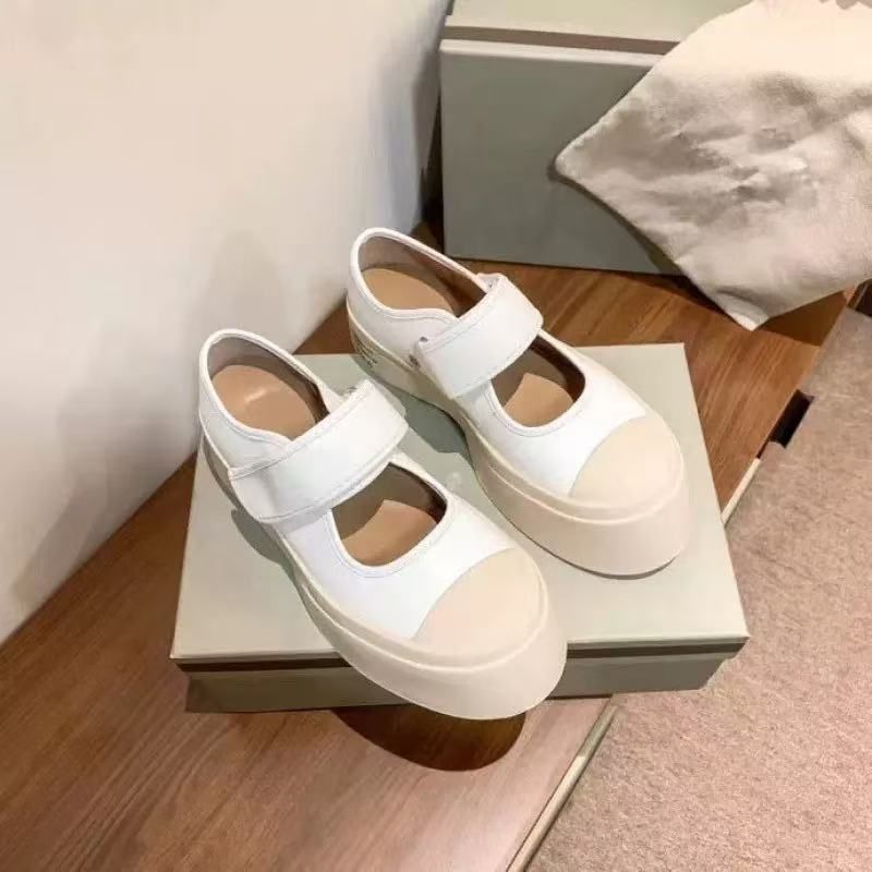 Big Toe Mary Jane 2024 Spring Genuine Velcro Platform Thick Sole Small Leather Single Shoes Height Increasing Casual_voghion.com