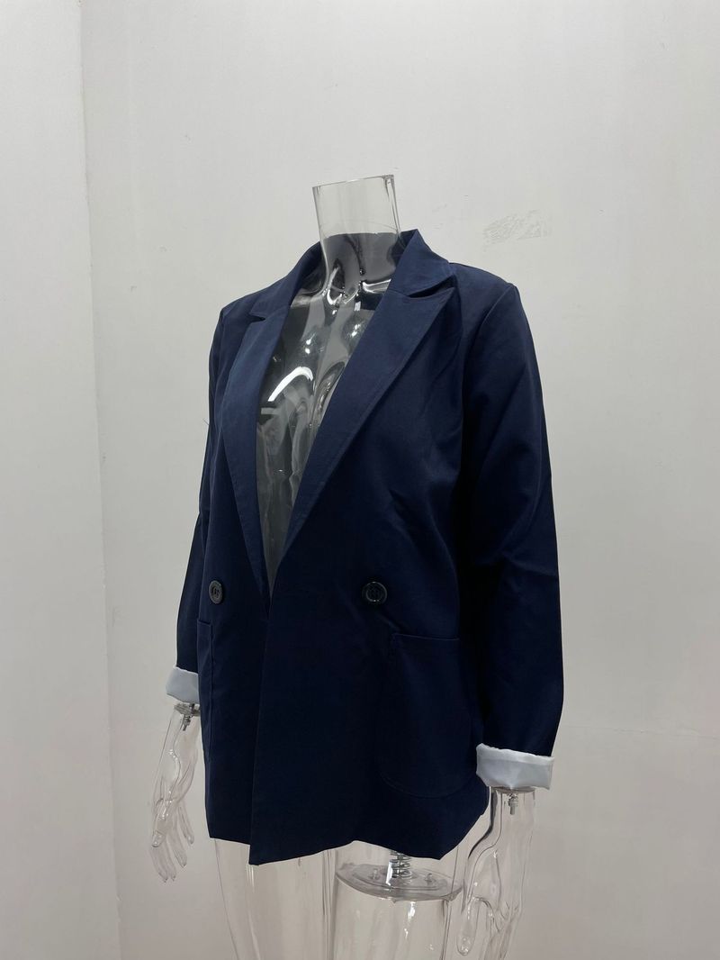 Giacca da donna primaverile e autunnale a maniche lunghe in tinta unita alla moda_voghion.com