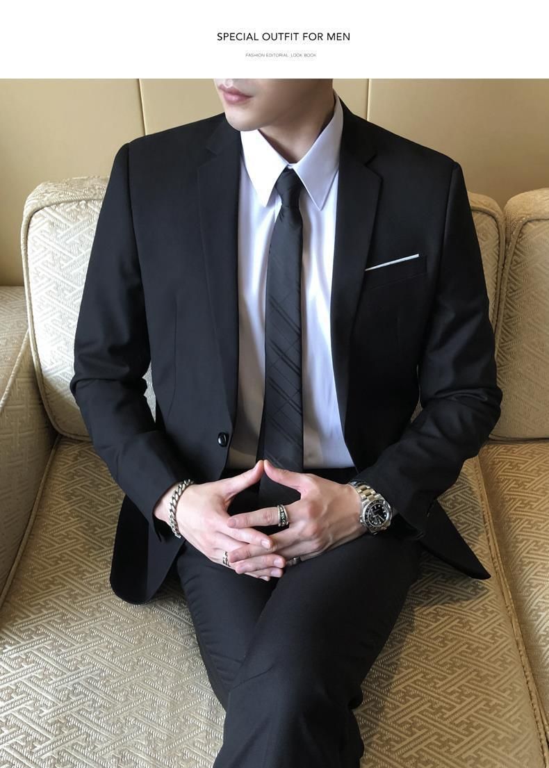 Professionaalsed meesterõivad Parima mehe peigmehe pulmadeks äriline pidulik mantel Slim Fit vabaaja väike ülikond_voghion.com