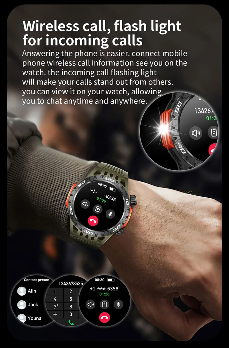 GPS-Tracking-Kompass AMOLED-Bildschirm Smart IP68 wasserdicht Outdoor Sports Fiess Uhr Bluetooth Call Männer_voghion.com