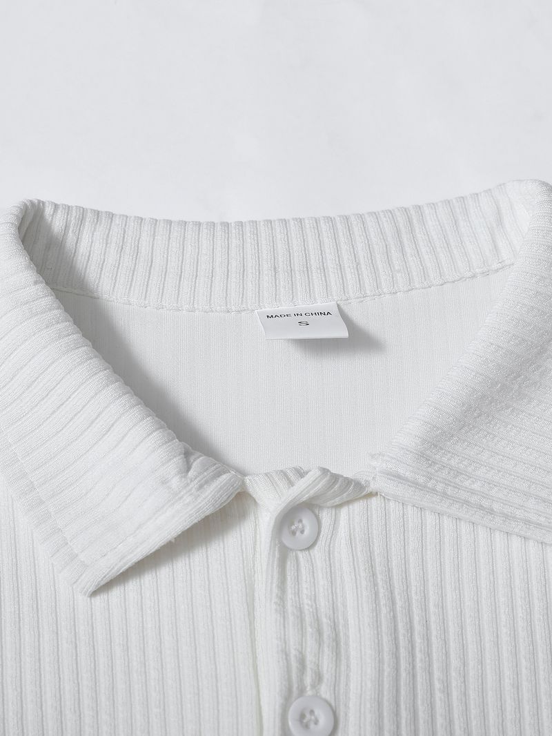 Herren-Poloshirt mit schmaler Passform und langen Ärmeln – atmungsaktives Stretch-Strickgewebe, Business-Casual-T-Shirt mit Button-Down-Kragen in Volltonfarbe für Büro und Alltag_voghion.com