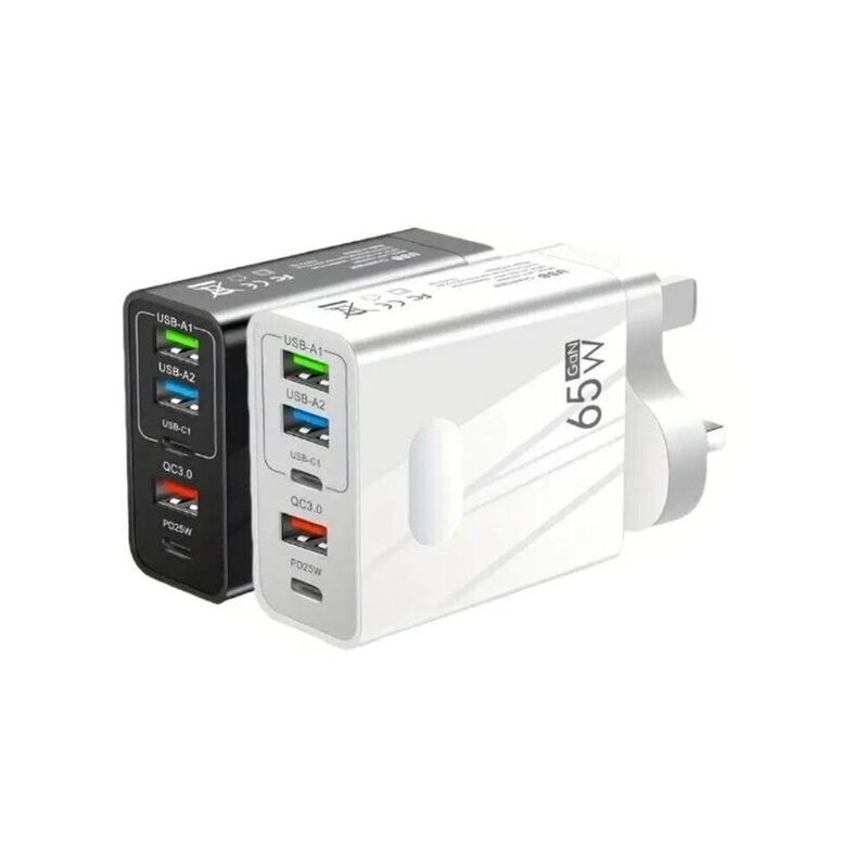 65w PD Schnellladegerät Adapterstecker UK 3 USB und 2 Typ C für Handy_voghion.com
