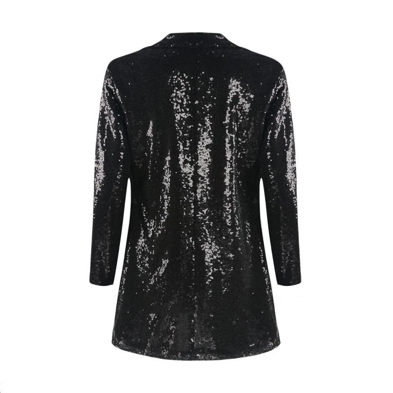 Chaqueta de traje con lentejuelas doradas K para actuaciones; cárdigan de mujer para discotecas y fiestas; atuendo de escenario para reuniones en bares._voghion.com