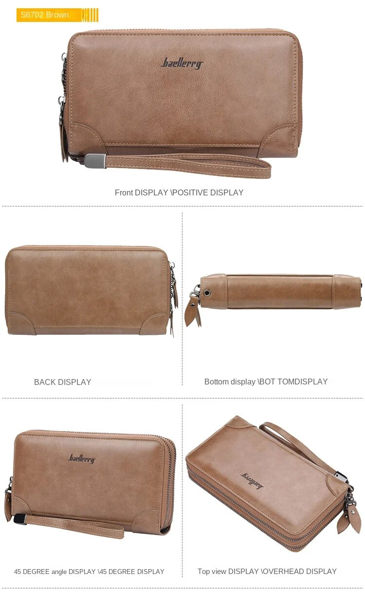 Portemonnee heren/modieuze nieuwe vintage portemonnee met lange clutch/dubbele ritssluiting_voghion.com