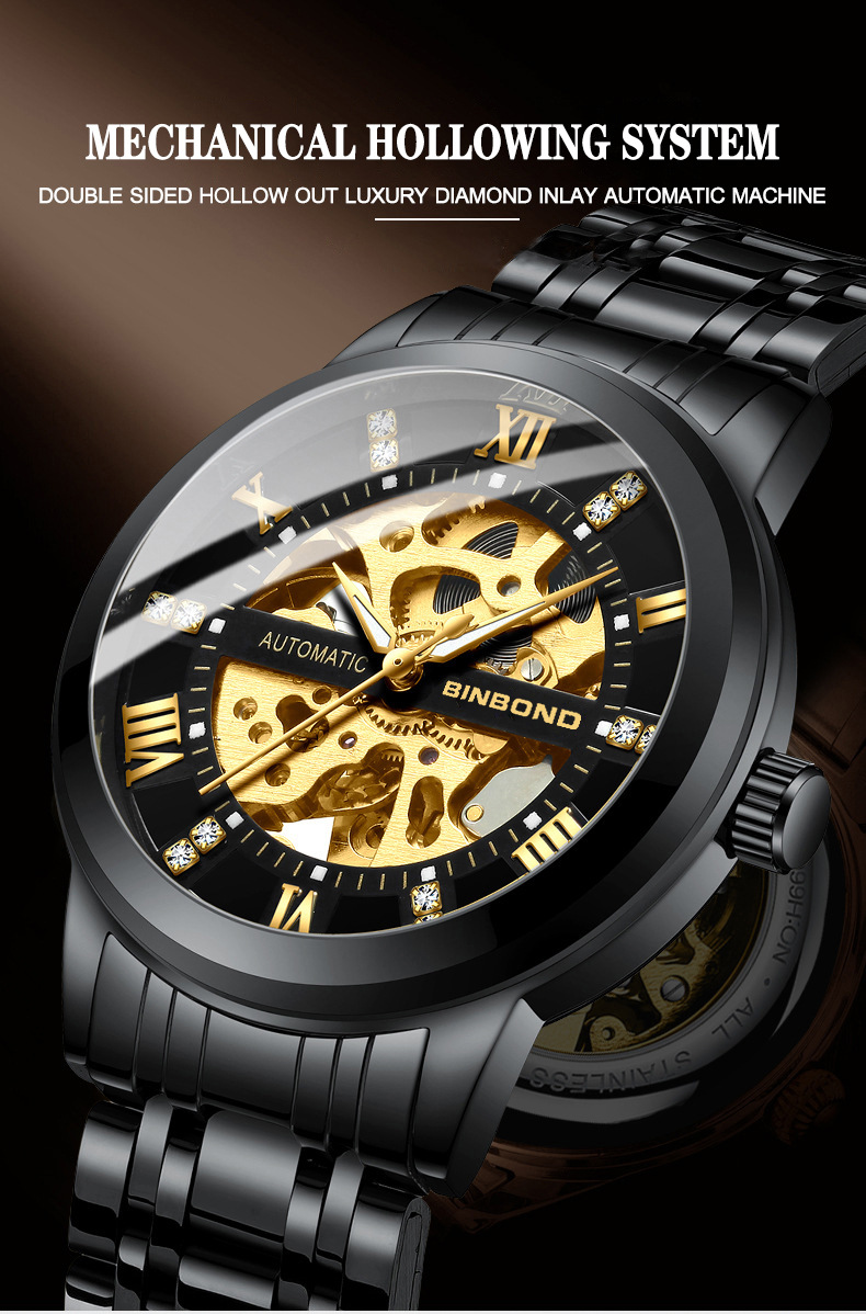 Armbanduhr Herren Automatische Mechanische Uhr Hohl Im Dunkeln Leuchtend Wasserdicht Studenten Einfache Mode Trend Herrenuhr_voghion.com