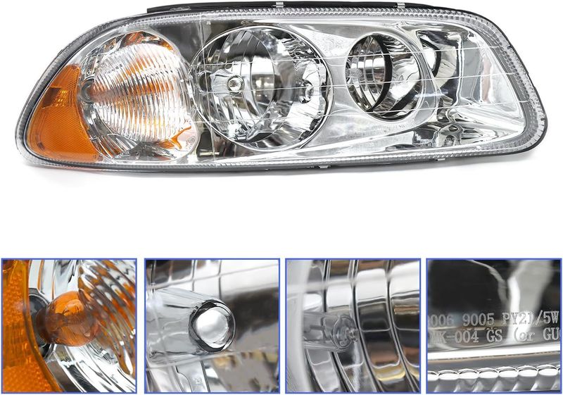 Headlight Assembly Fit For MACK GU4 GU5 GU7 CT713 GU8 CX CXN CXU CTP Semi Trucks, Pair Of Chrome Headlamp Left/Driver & Right/Passenger Side Halogen, Bulbs Included_voghion.com