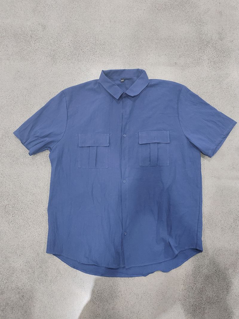 Herren Sommerhemd, amerikanisch, locker, Strand, atmungsaktiv, lässig, Leinen, mehrere Taschen, geknöpft, Arbeitskleidung, kurzärmelig_voghion.com