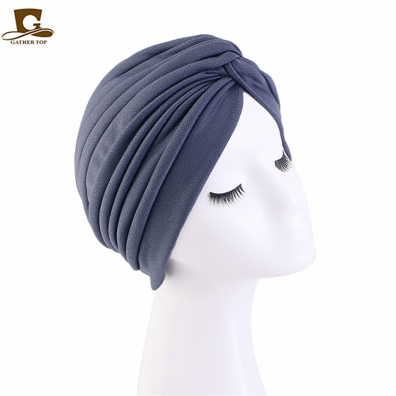Pălării pentru femei, pălărie plisată cu turban încrucișat, pălărie indiană îngroșată, pălărie pentru îngrijirea părului, pălărie Baotou JDT-165_voghion.com