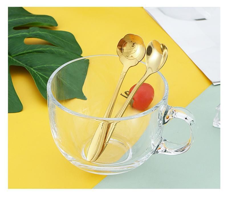Creative Stainless Steel Spoon Set - Heart & Rose Shaped Spoons For Coffee Dessert & Mixing (Unique Design Elegant Tableware Perfect Gift Idea)_voghion.com