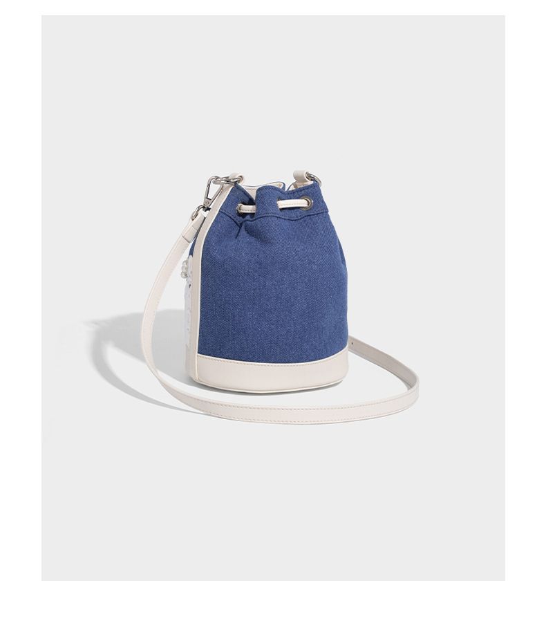 Borsa a mano con bordo in pizzo e cuciture alla moda estiva 2025, borsa a tracolla con tracolla singola, borsa a secchiello con coulisse, di alta qualità, alla moda._voghion.com