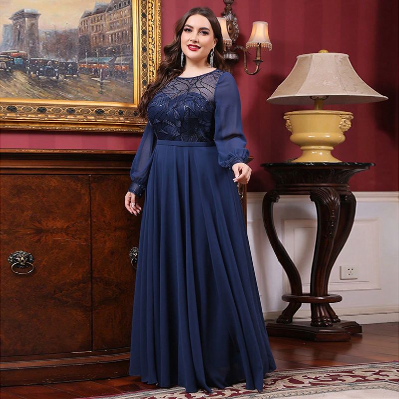 Bankett-Abendkleid, lang, Temperament, Prominente, neu, elegant, Übergröße, Abschlussfeier, Gastgeber, Spitze, Minikleid_voghion.com