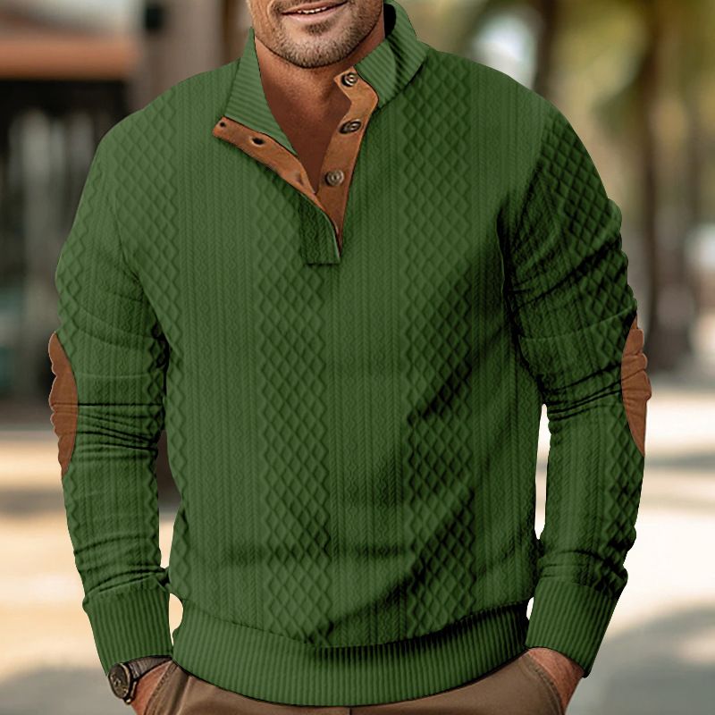 "Maglione da uomo in jacquard 3D – Collo alto con mezza zip (leggero, design strutturato)"_voghion.com