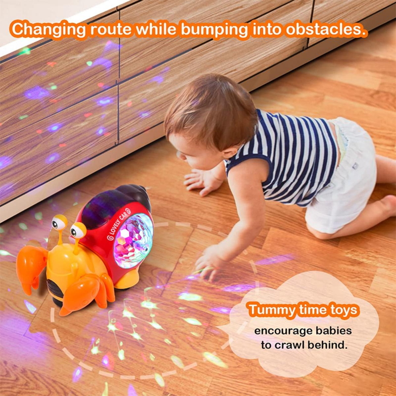 Children Toys Crawling Crab Walking Dancing Electronic Pets Robo Hermit Crab Snail Glowing With Music Light Baby Toddler Toy(1pcs)_voghion.com