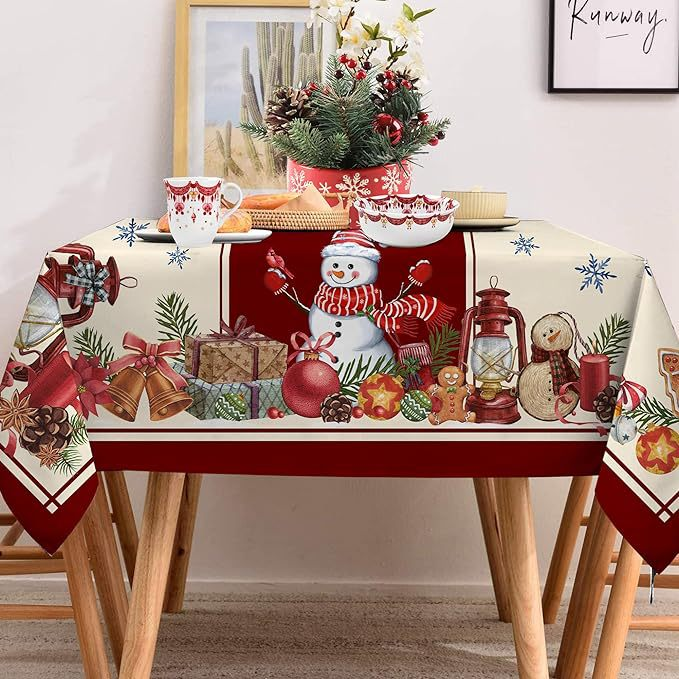 Nappe de Noël, table à manger rouge du Nouvel An, table à manger de style Noël, luxe léger, nappe à thé rectangulaire haut de gamme, nappe_voghion.com