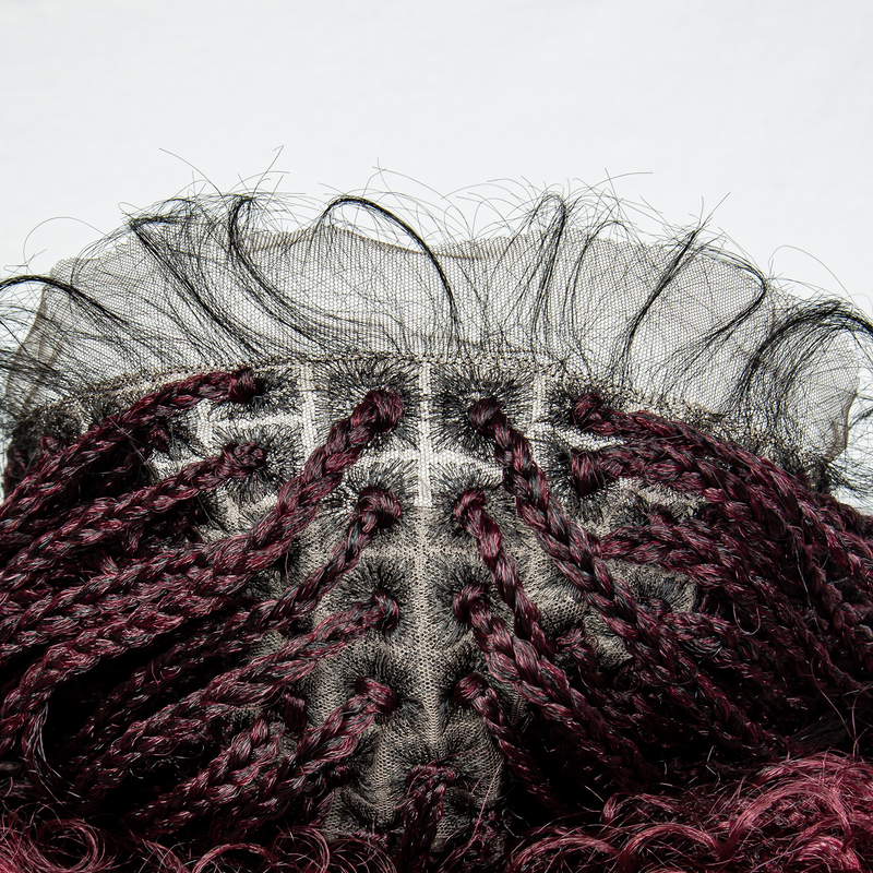 32inch long synthetic lace braid 9*6 transparent lace hand-woven braid with flower wig headgear box braid with baby hair_voghion.com