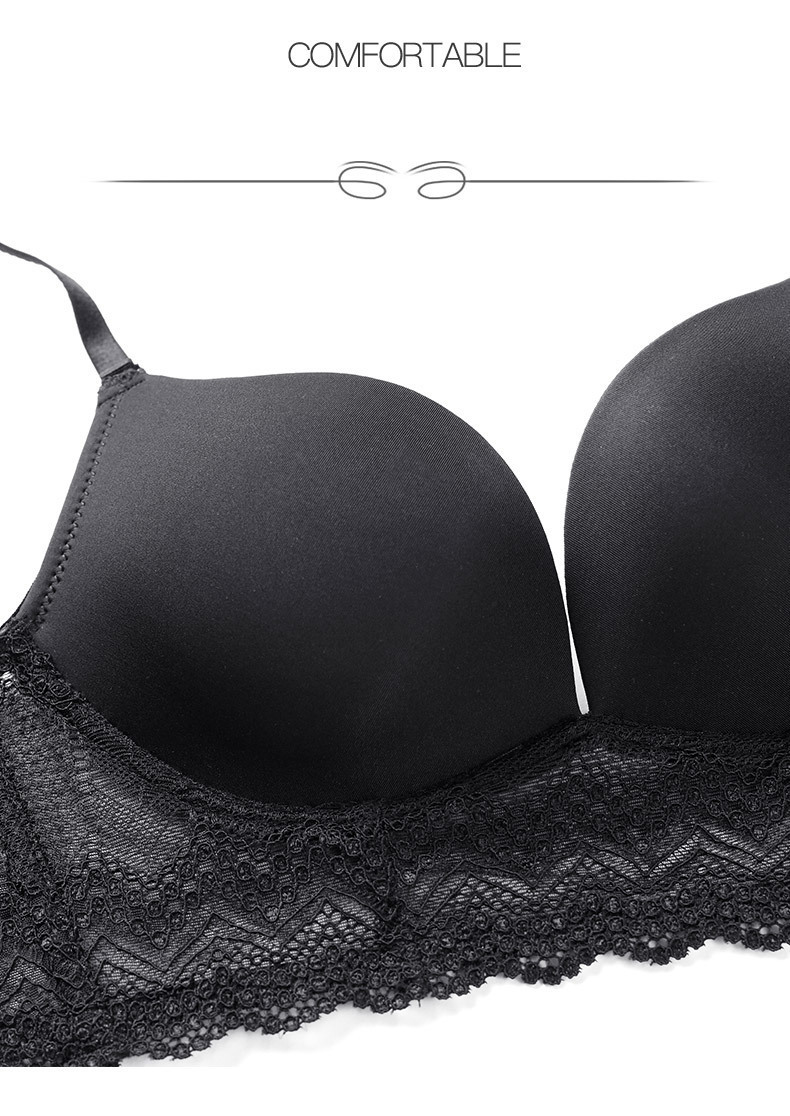 Ropa interior sexy para mujer, sujetador grande sin espalda en forma de U, hermoso sujetador de encaje en la espalda, sin costuras, sin aro de acero, ropa interior push-up de pecho pequeño, verano_voghion.com