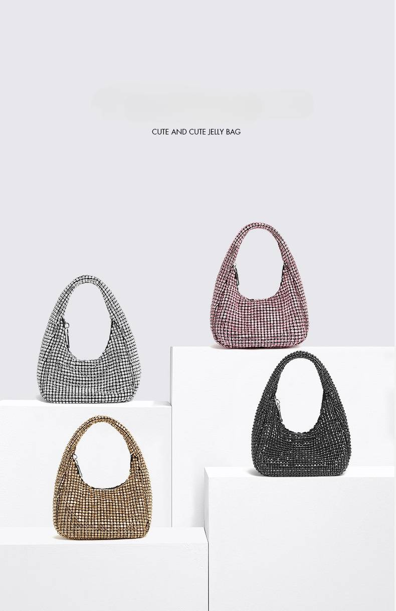 Classic rhinestone handbag for women's evening party, high-end underarm bag, colorful handbag, full of diamond texture, light luxury handbag_voghion.com