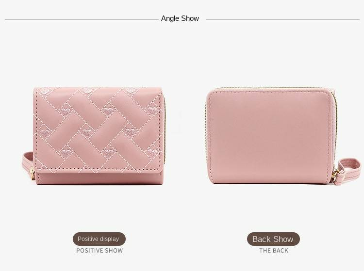 Women’s Short Wallet - Minimalist Embroidered Heart PU Tri-Fold Card Holder with Multiple Card Slots - Stylish and Functional Clutch Purse_voghion.com